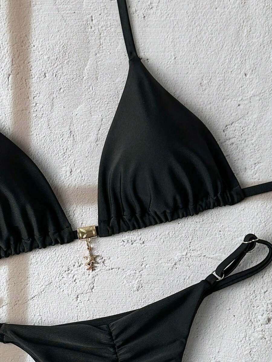 Swim Vcay  Askılı Bikini Seti Seksi Tanga Mayo