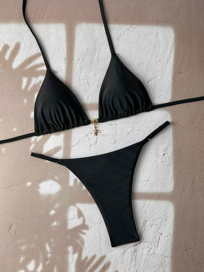 Swim Vcay  Askılı Bikini Seti Seksi Tanga Mayo