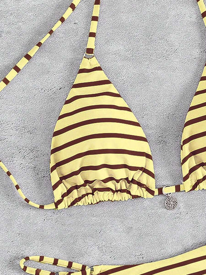 Marine Stripe Triangle Bikini Seti