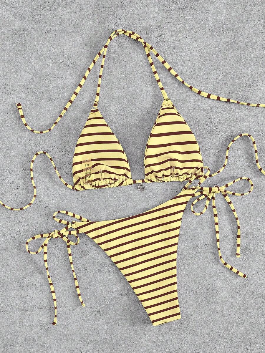 Marine Stripe Triangle Bikini Seti