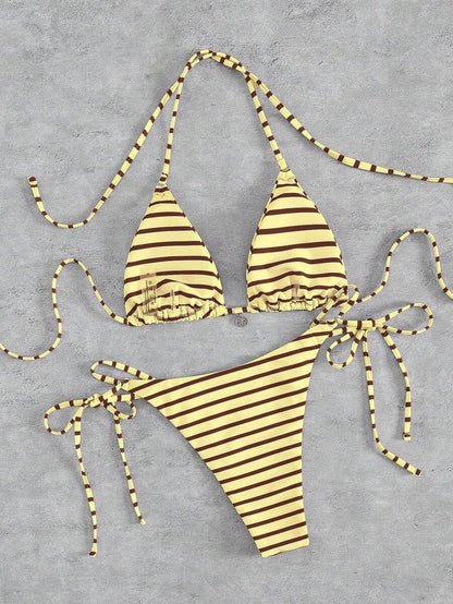 Marine Stripe Triangle Bikini Seti