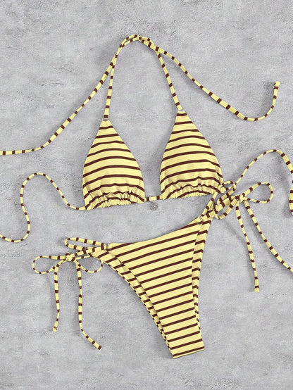 Marine Stripe Triangle Bikini Seti