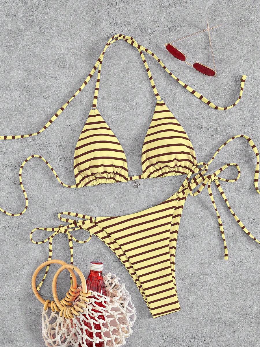 Marine Stripe Triangle Bikini Seti