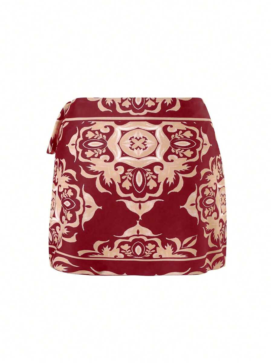 Swim Oasis Takım Etek ve File Pantolonlu Baskılı Mayo