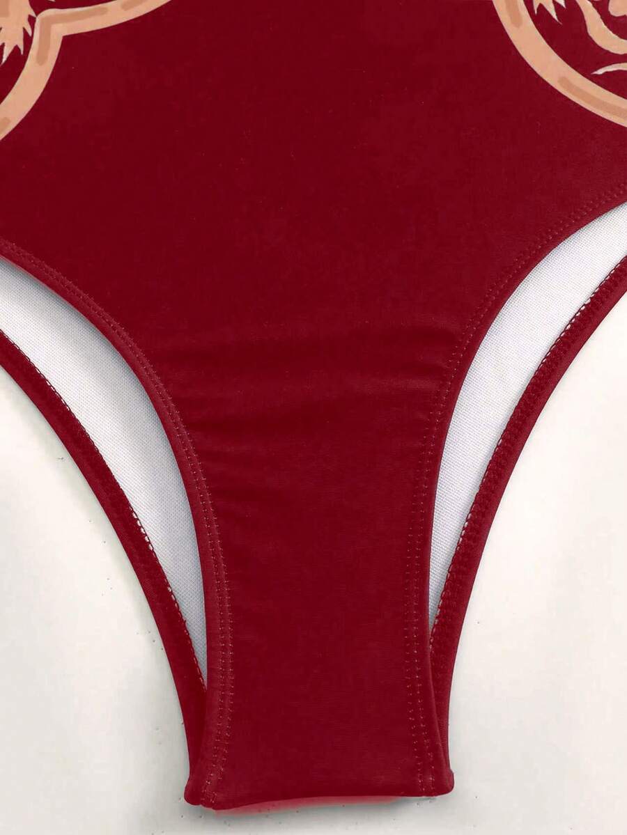 Swim Oasis Takım Etek ve File Pantolonlu Baskılı Mayo