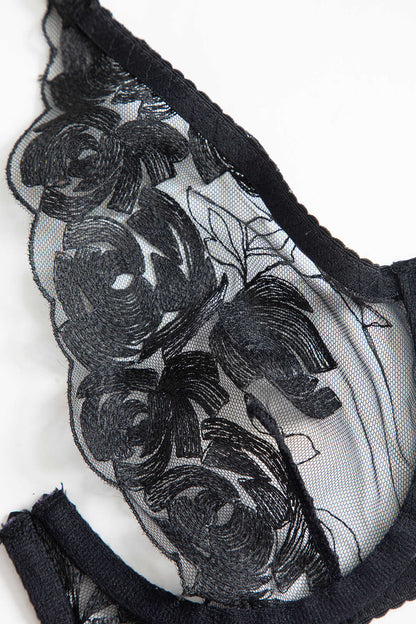 Dantel Metalik Zincir Nakışlı Jartiyer Takımı