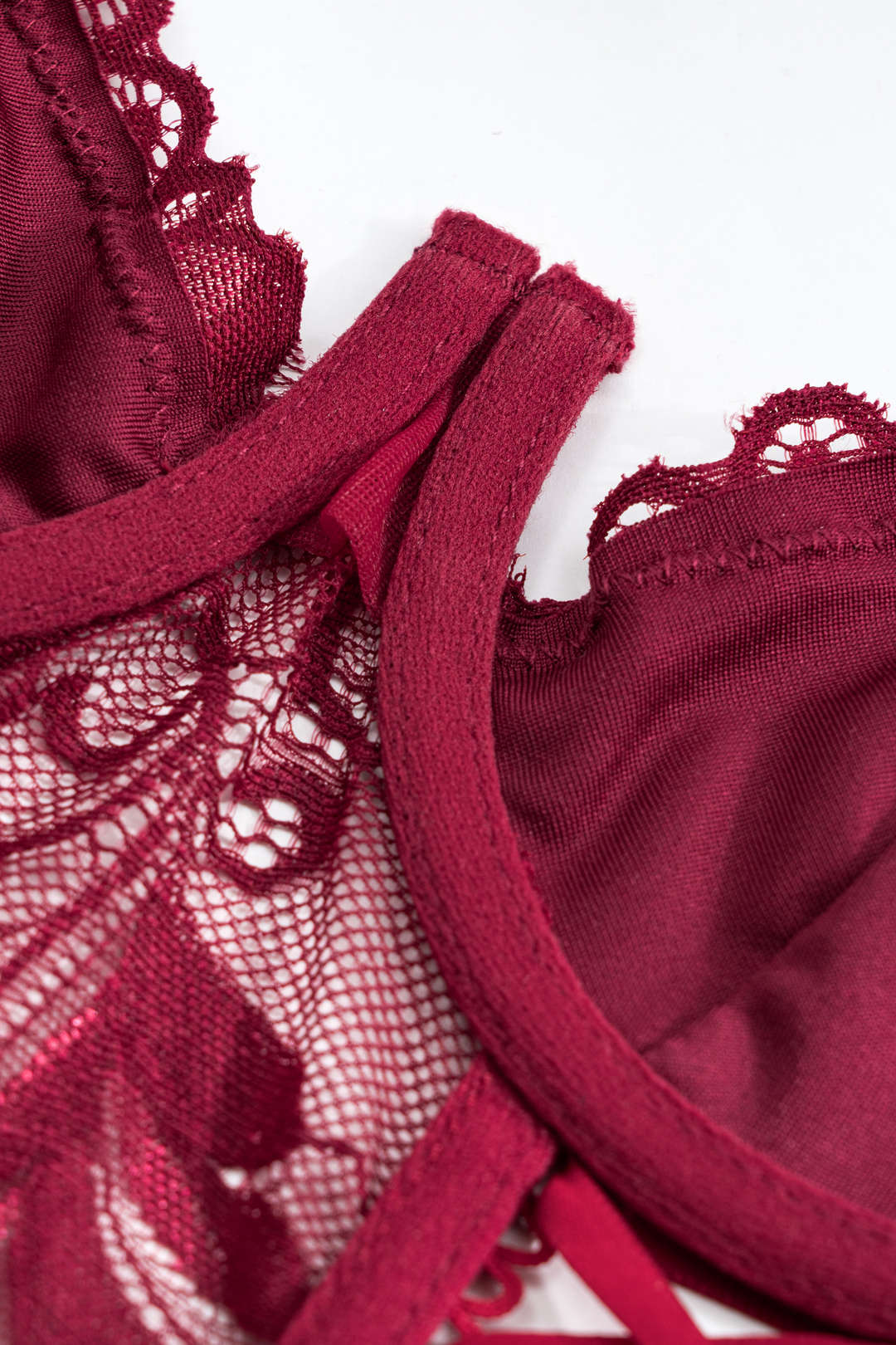 Dantel Çapraz Bağlama Detaylı Sırt Dekolteli İç Giyim Jartiyer  Seti