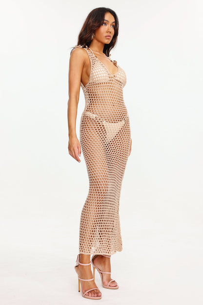 Inbar Örgü Askılı Plaj Elbisesi