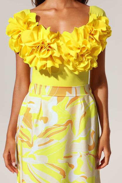 Veva Omuz Açık Çiçek Desenli Maksi İkili Takım