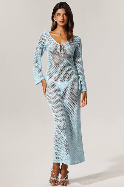 Ellyson Uzun Kollu Ajour Maksi Elbise