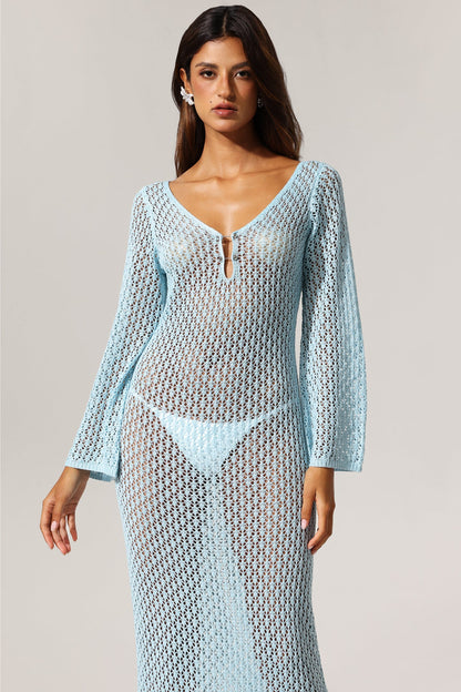 Ellyson Uzun Kollu Ajour Maksi Elbise