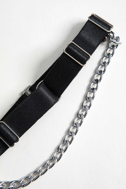 Tül Zincir Detaylı Büstiyer Bağlamalı Jartiyer Takımı