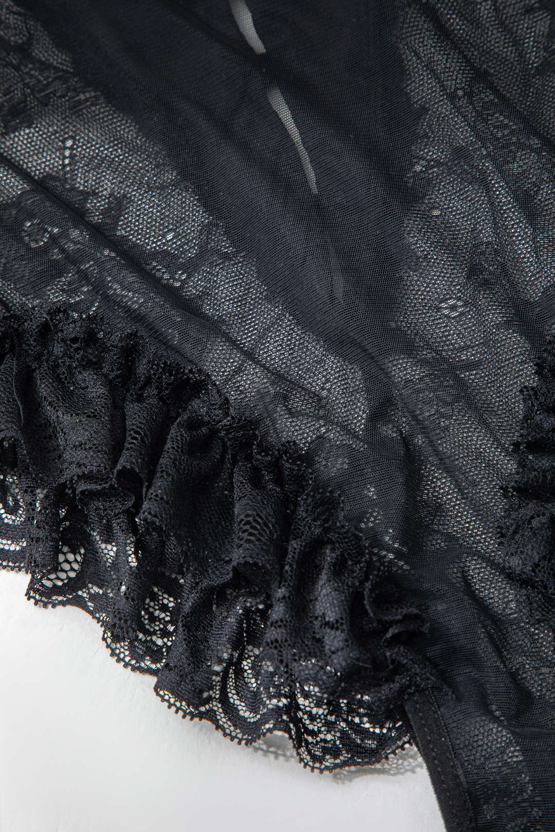 Dantel Volan  Kesik Sırt Dekolteli Lingerie Bodysuit