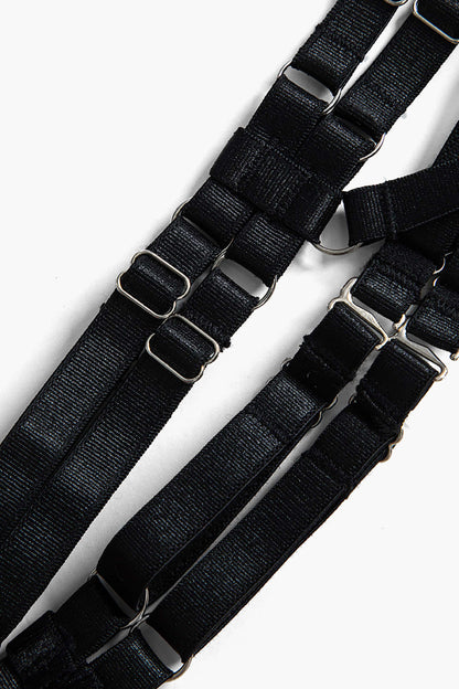 Leopar Desenli Sırt Dekolteli İç Giyim Jartiyer  Seti