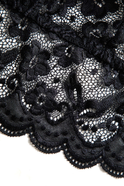 Lace Backless Kesik ve Bağlama Detaylı İç Giyim Jartiyer  Seti