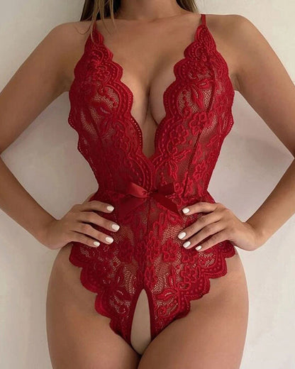 Halter Neck Lace Sexy Bodysuit