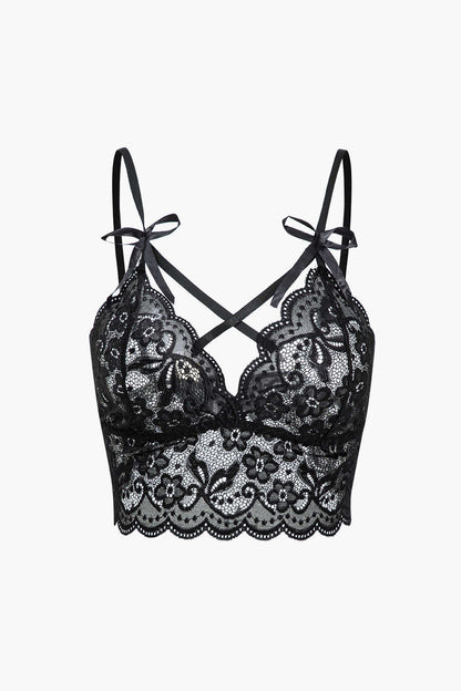 Lace Backless Kesik ve Bağlama Detaylı İç Giyim Jartiyer  Seti