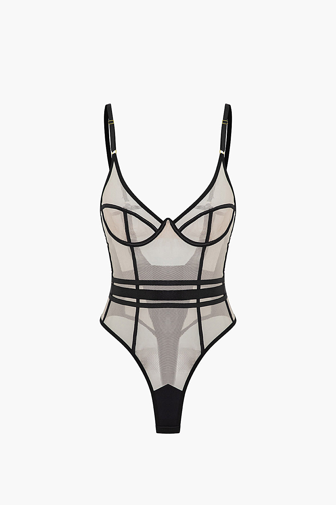 File Şeffaf Sırt Dekolteli Kolsuz Bodysuit