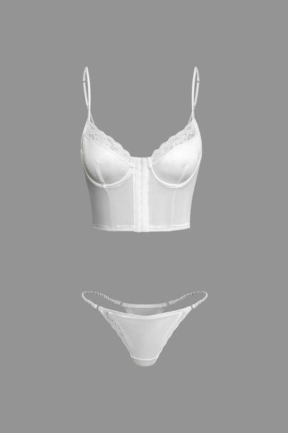 Saten Dantel Detay Büstiyer İki Parçalı İç Giyim Takımı