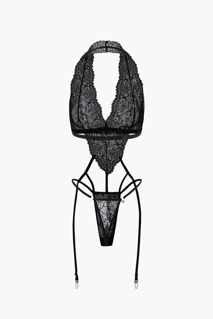 Düz Dantel Kesik Detaylı Jartiyer Takımı