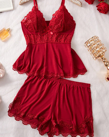 Lace Camisole and Shorts Sleepwear Set