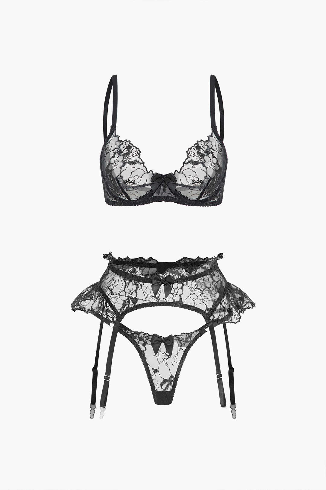 Dantel Nakışlı Volan Detaylı Jartiyer Takımı