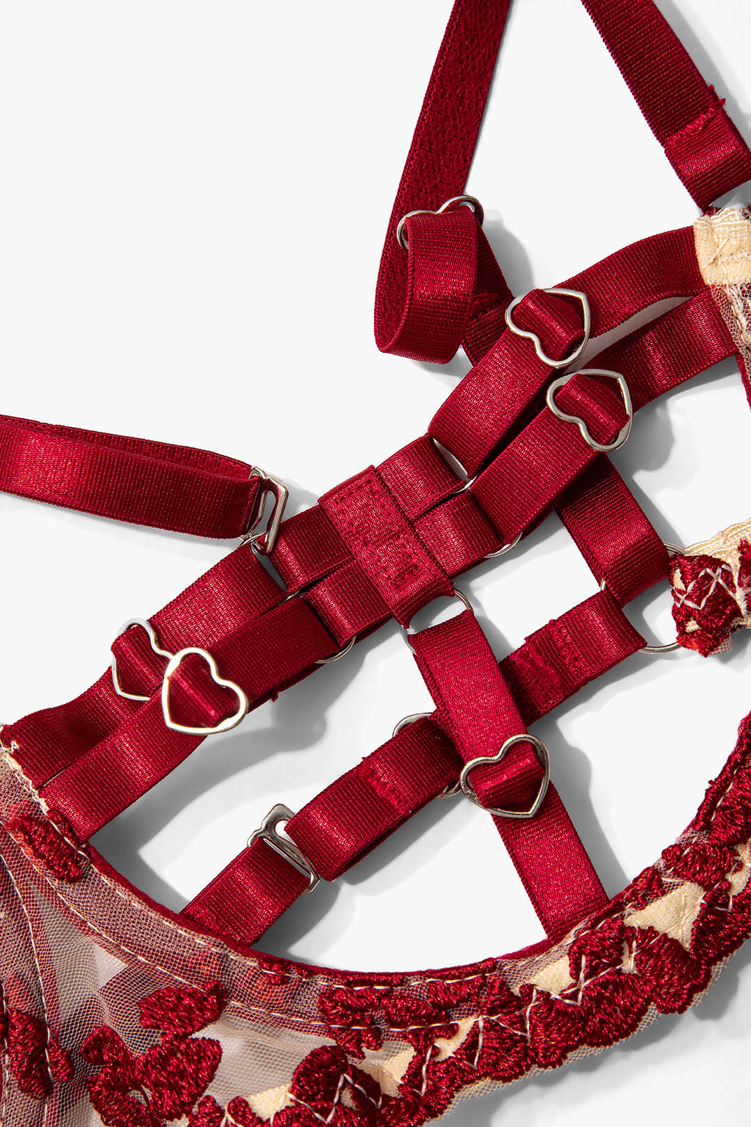 Tül Parchwork Metalik Kesik Detaylı Jartiyer Takımı