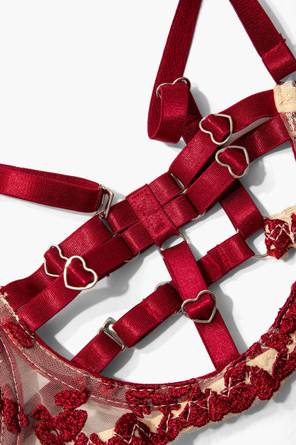 Tül Parchwork Metalik Kesik Detaylı Jartiyer Takımı