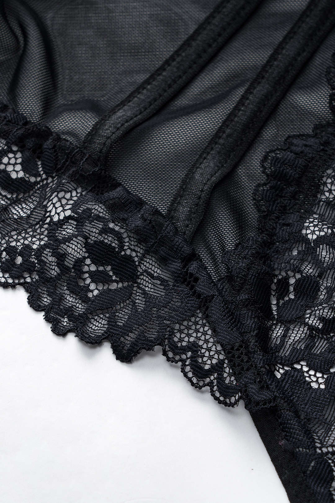 Tül ve Dantelli Büstiyer Korse Bodysuit