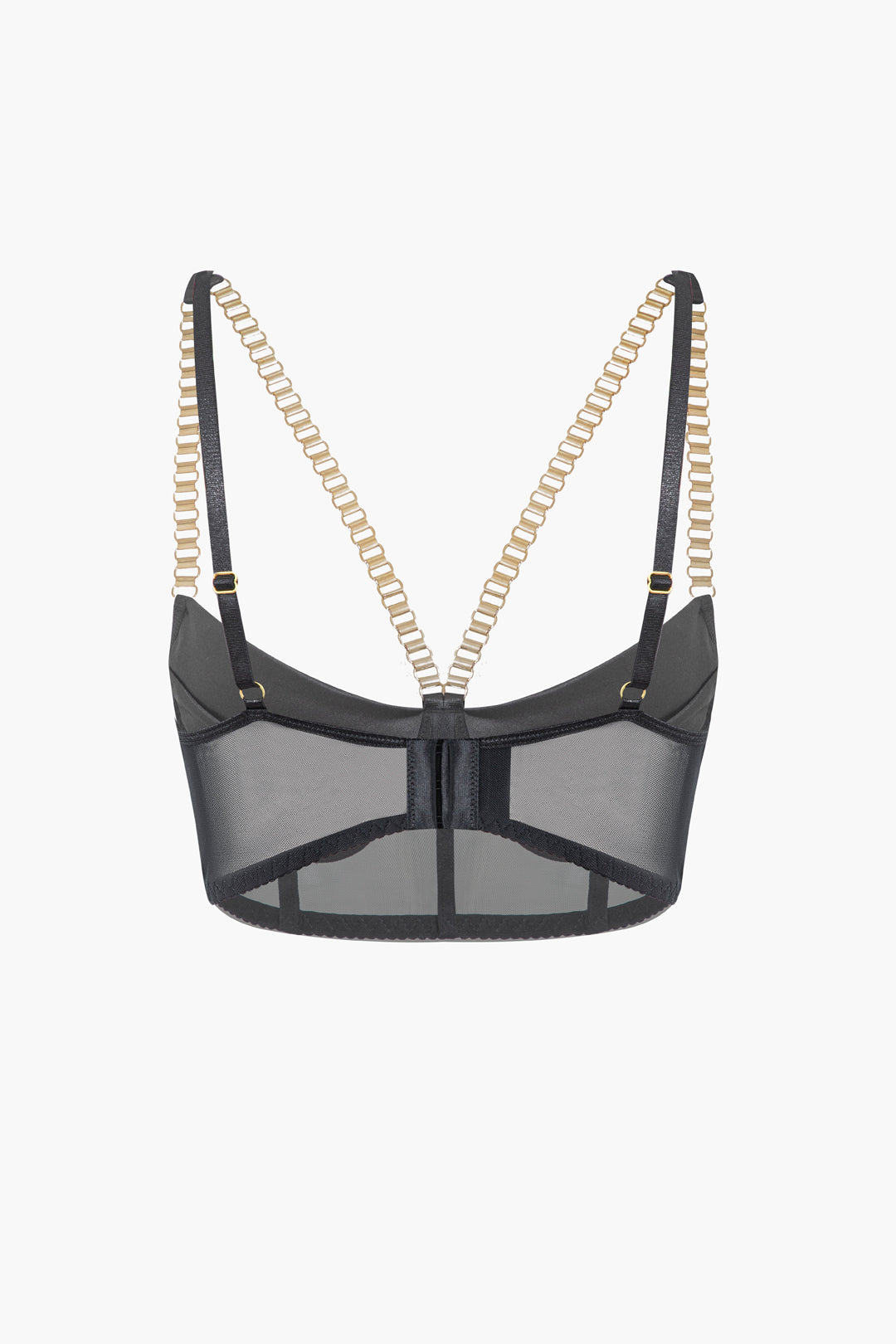 Zincirli Bustier Kontrast File İç Giyim Jartiyer Seti