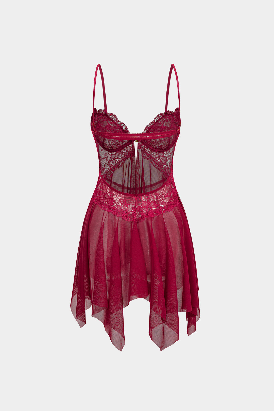 Dantel Şeffaf Bustiyer Slip Gece Elbisesi ve Külot Seti