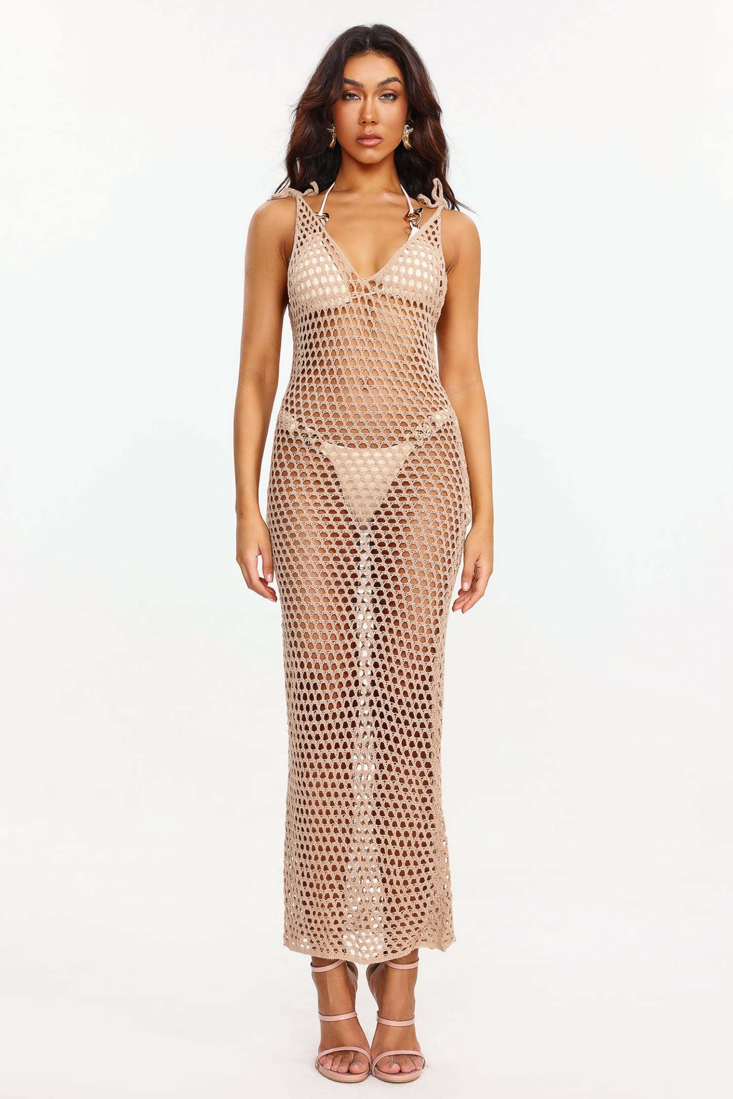 Inbar Örgü Askılı Plaj Elbisesi