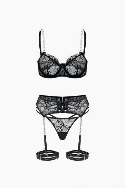 Tül Zincir Çapraz Detaylı Jartiyer Takımı