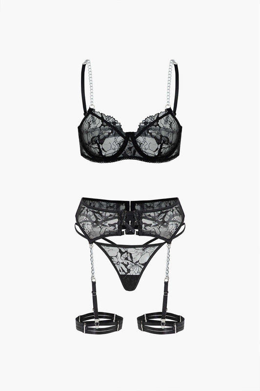 Tül Zincir Çapraz Detaylı Jartiyer Takımı