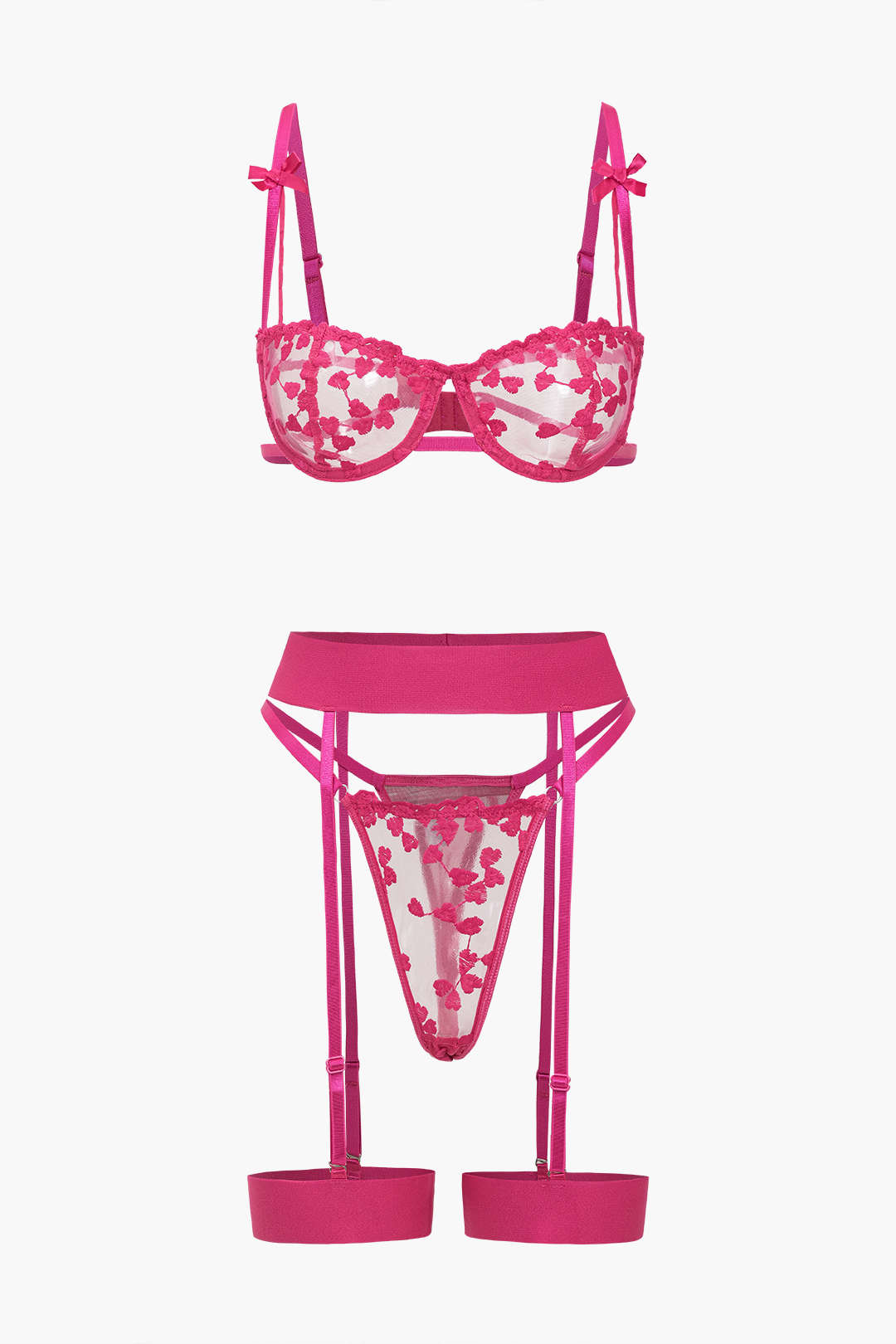 Dantel Nakışlı Bustier Kemerli Lingerie Jartiyer  Seti