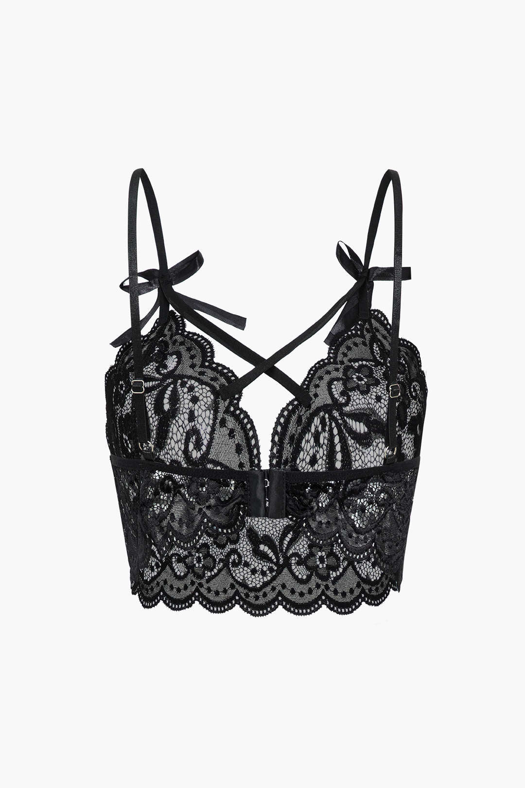 Lace Backless Kesik ve Bağlama Detaylı İç Giyim Jartiyer  Seti