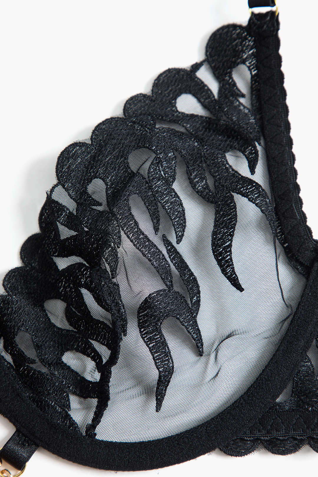 Nakışlı Zincir Detaylı Kesik İç Giyim Jartiyer  Seti