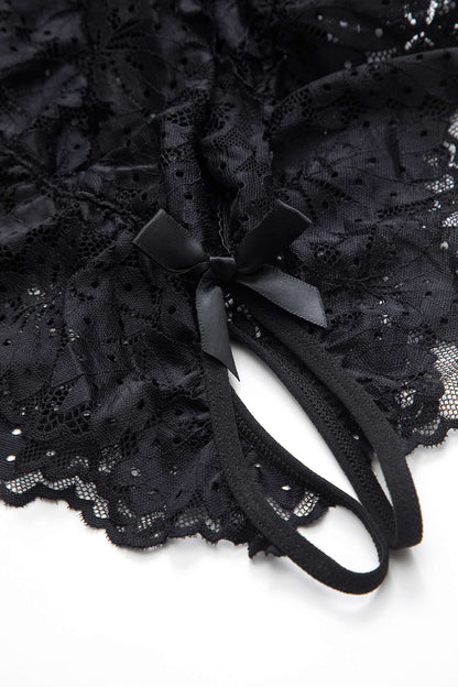 Dantel Kesik Detaylı Bağlama Önü ve Sırt Açık Bodysuit