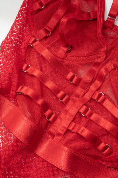 File Şeffaf Sırt Dekolteli Büstiyer İç Giyim Bodysuit